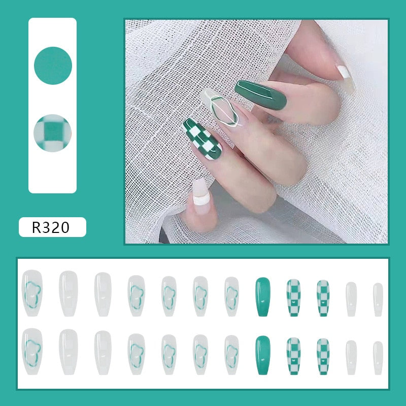 24pcs/Box Artificial Detachable Coffin False Nails Wearable French Fake Nails Super Long Ballerina Press on Nail Art Tips