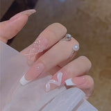 24pcs Butterfly decorated false nails Removable Long Paragraph Fashion Manicure fake nail tips full cover acrylic for girls nail