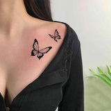 Waterproof Temporary Tattoo Sticker Black And White Butterfly Tattoo Flash Tattoo Shoulder Clavicle Female