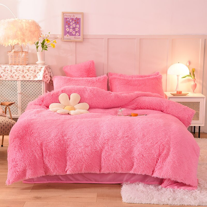 Nordic Winter Warm Bedding Set Luxury Thicken Mink Fleece Duvet Cover Bed Sheet and Pillowcases Quilt Cover Queen King Size Home