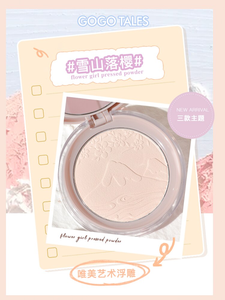 Flower Girl Pressed Setting Powder Oil Control Moisturizing Long Lasting Smooth Face Powder Natural Matte Finish Makeup Cosmetic