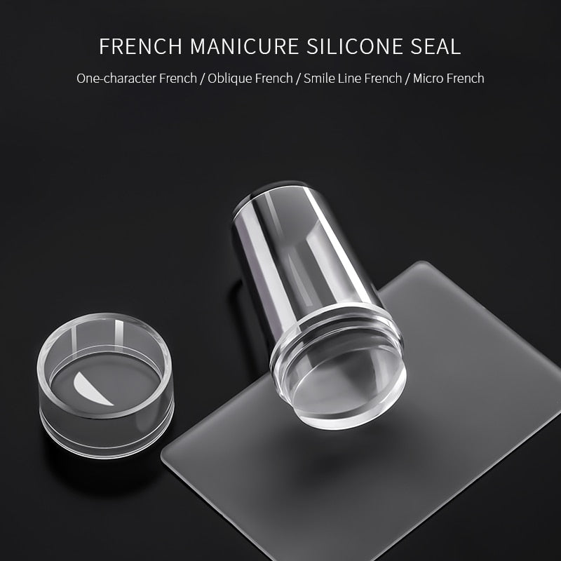 Oklulu Silicone Transparent Nail Art Stamping Kit Set For French Manicure Plate Stamp Polish Template Seal Stamper Scraper Tool