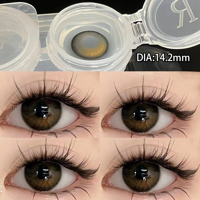 Brown Color Contact Lenses for Eyes 2pcs Beauty Makeup for Eyes Natural Contact Lenses with Degree Myopia