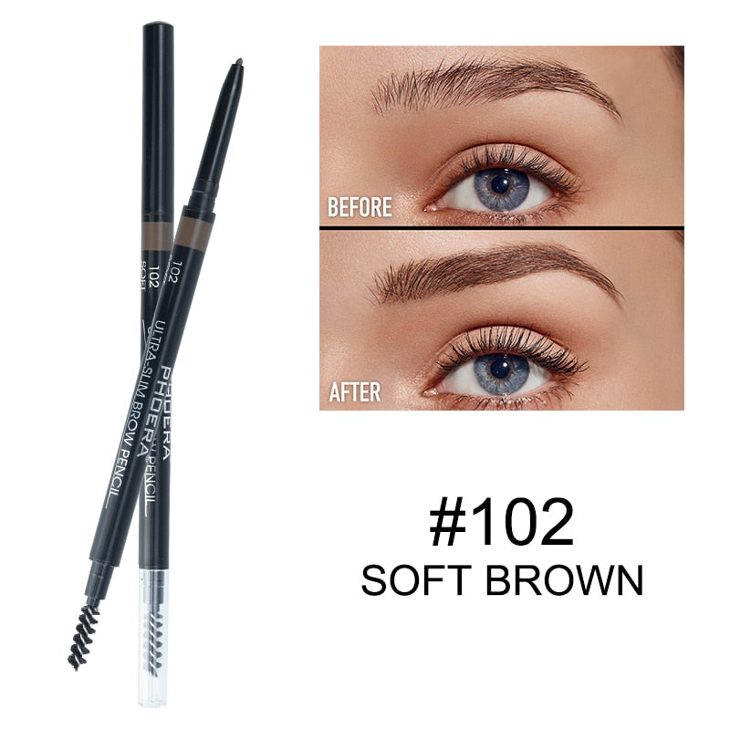 PHOERA 5 Color Natural Long Lasting Not Blooming Double Ended Eyebrow Pencil Waterproof Sweatproof No Fading Eyebrow Pen Makeup