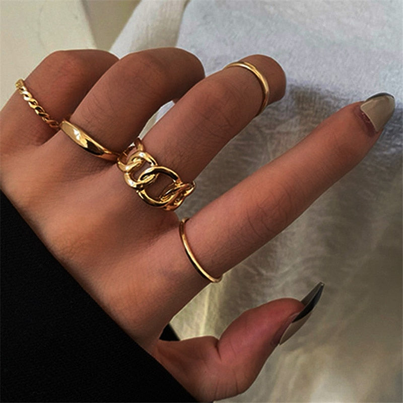 KOTiK Trendy Bohemian Midi Knuckle Ring Set For Women Gold Color Crystal Heart Flower Moon Geometric Finger Rings Jewelry Gifts