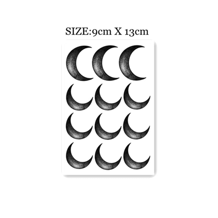 Waterproof Temporary Tattoo Sticker Black Gradient Crescent Design Body Art Fake Tattoo Flash Tattoo Arm Female Male