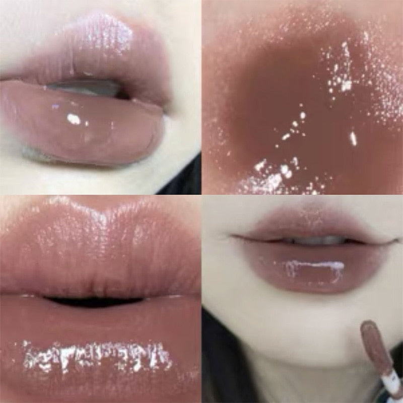 Black Tube Mirror Lip Glaze Milk Tea Color Lip Gloss Not Fade Lip Tint Lasting Moistur Cosmetic Lipstick Moisturizing Wholesale