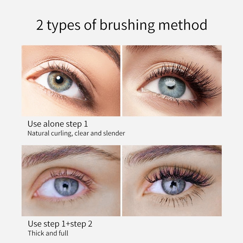 2 In 1 Double-ends 4D Silk Fiber Eyelash Mascara Quick Dry Waterproof Thick Curling Rimel Maquiagem Silver Tube Eyelas