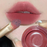 Mousse Canned Lip Mud 3 Colors Waterproof Non-stick Cup Velvet Matte Solid Lipstick with Brush Long Lasting Lips Makeup Cosmetic