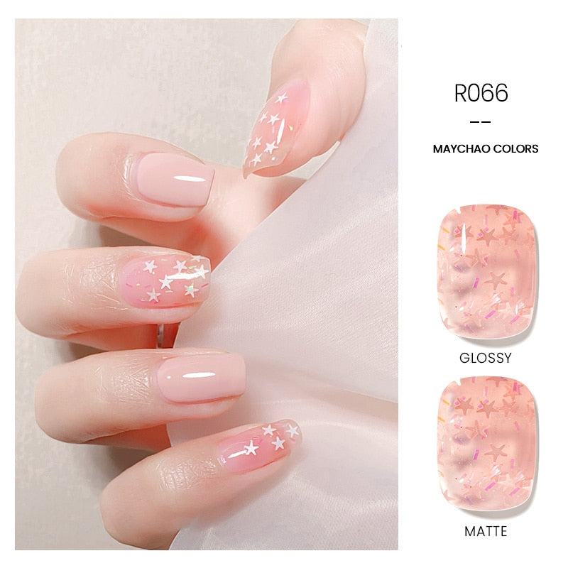 OKLULU  Jelly Gel 10ml Semi-transparent Nude Gel Nail Polish Top Coat Nail Art Semi Permanent Soak Off UV LED Varnish for Nail