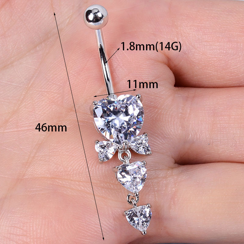 1pc Stainless Steel Navel Piercing for Women Sexy Summer Beach Pendant Belly Button Nails Rings Studs Zircon Body Jewelry