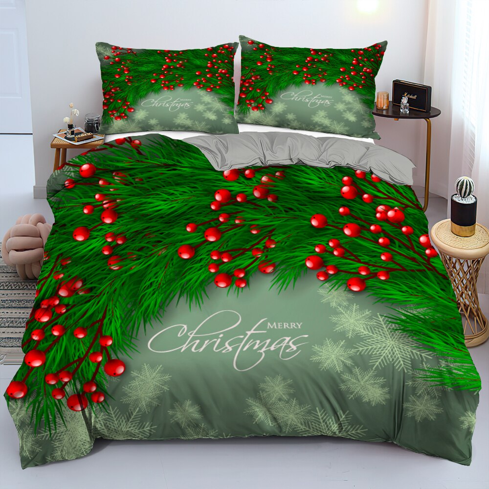 Merry Christmas Duvet Cover with Pillowcase Polyester Comforter Covers  Print Home Textile Bedroom Decoration Bedding Set