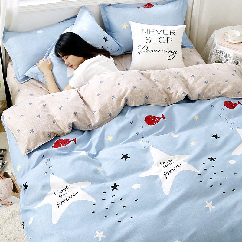 Cute Dinosaur Print Queen Size Bedding Set King Size Daisy Printed  Duvet Cover Set with Flat Sheets Cozy Durable Bedding Sets