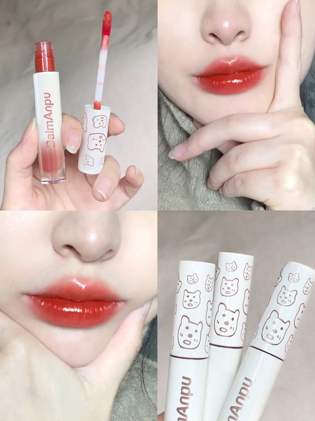 Cute Lipgloss Mirror Lip Glaze Bulk Moisturizer Lip Plumper Cosmetics Reduce Lip Line Nutritious Liquid Lipstick Lips Tint