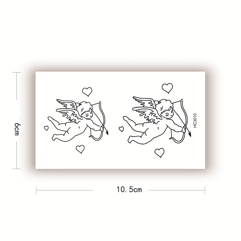 Waterproof Temporary Tattoo Stickers Love Angel Cupid Gun Tattoo Flash Tattoo Shoulder Clavicle Female Male