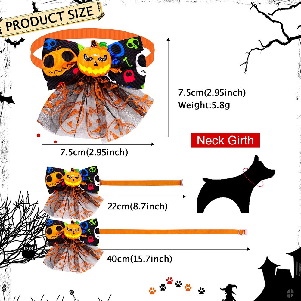 2022 New 50PCS Halloween Dog Bow Tie Fashion Bow Tie Dog Accessories For Dogs Grooming Supplies Dog Accessories For Samll Dogs
