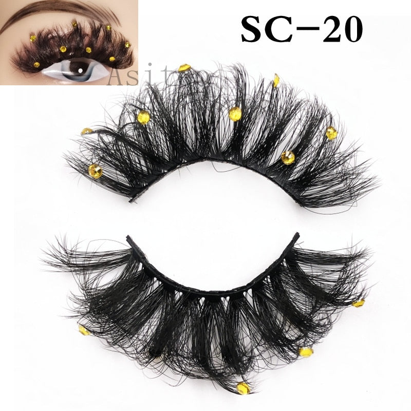 Asiteo Newest Colored False Lashes Rainbow Butterfly Glitter Diamond Sequins Eyelashes Princess 25MM Fluffy for Stage Halloween