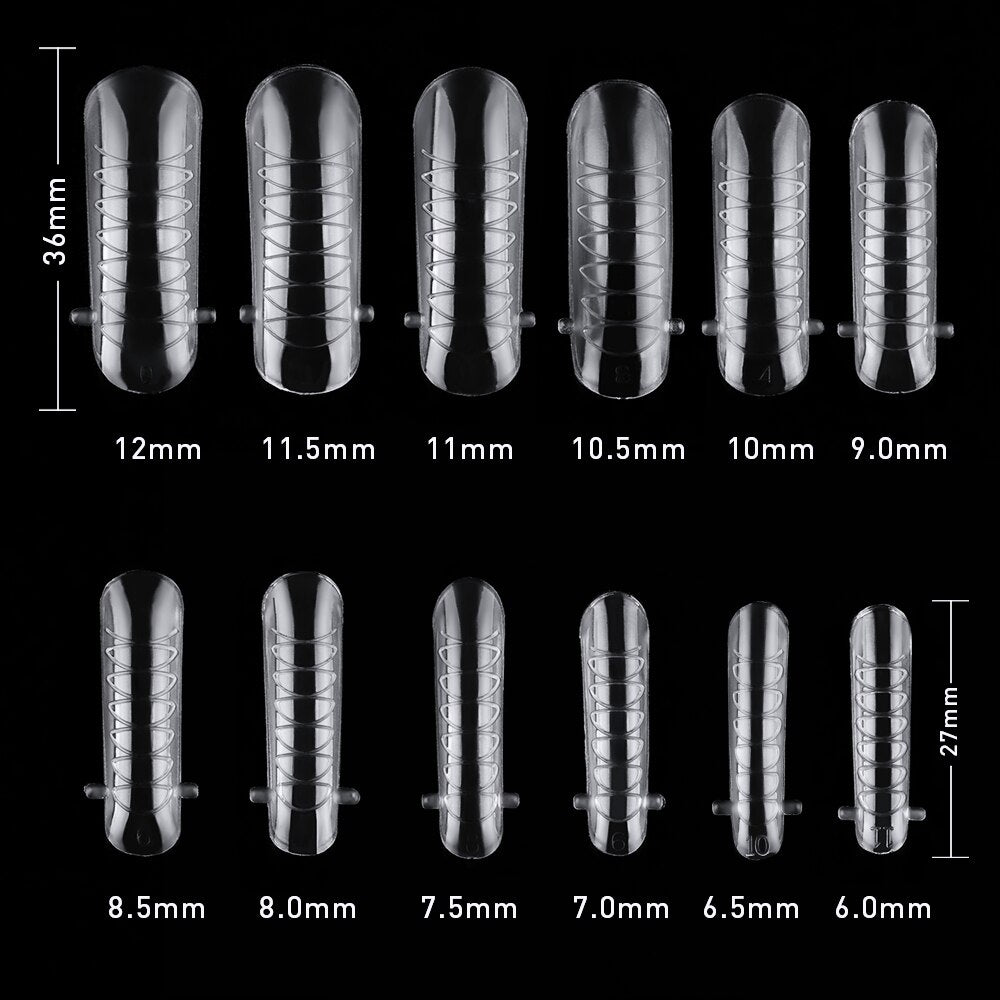 Beautilux Plastic Nail Forms Quick Building Dual Forms Poly Acryl Nail Extension Oval Stiletto Almond French Nails Tips Capsules