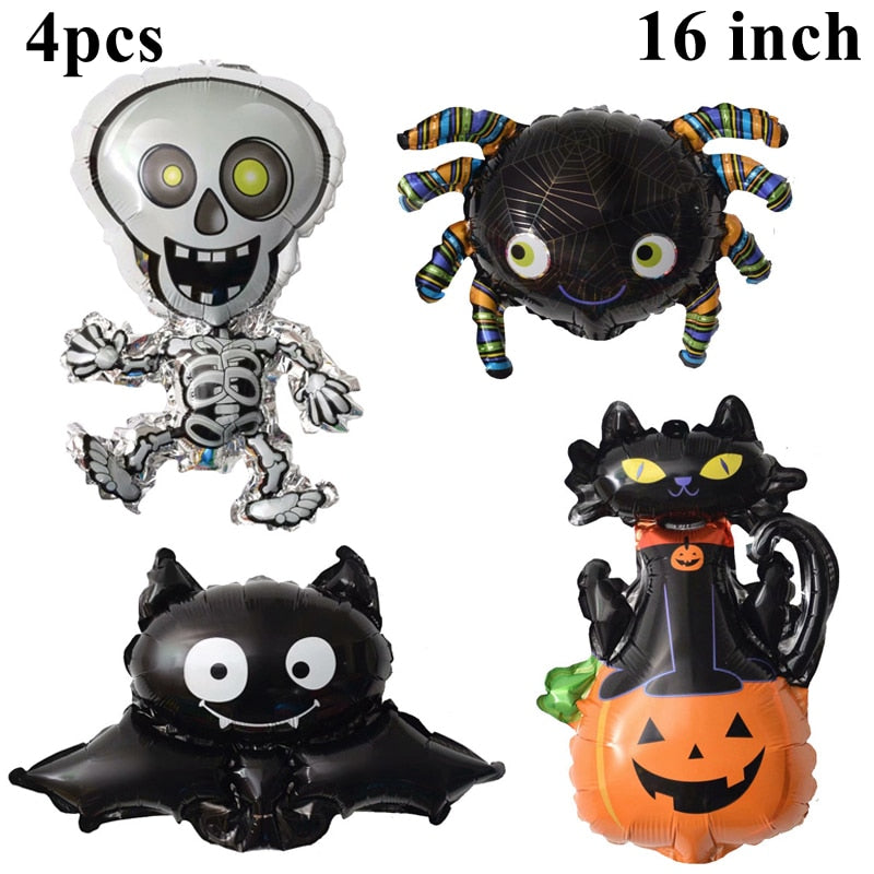12/1PCS Halloween Ghost Balloons Toys Spider Witch Bat Pumpkin Skeleton Horror Halloween Party Decoration Festival Party Supply