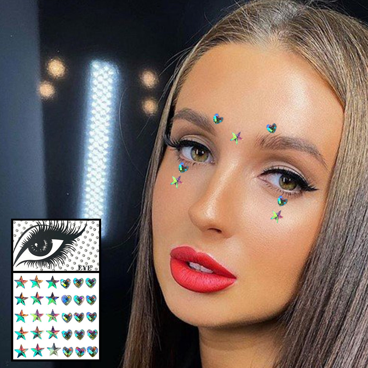 Colorful Face Jewels Temporary Tattoos Eye Forehead Rhinestones Tears Gems Sticker Shiny Water Drop Makeup Jewelry Body Art Rave