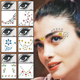 Pink Flower Star Heart Face Gems Temporary Tattoos Eyes Eyebrow Diamonds Jewels Sticker Glitter Crystals Jewelry Halloween Rave