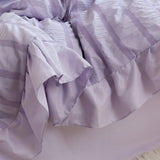 Purple Princess Bedding Set Luxury Solid Color Duvet Cover Pillowcase Linens Twin Queen King Bed Sheet Set Woman Girl Kawaii Set