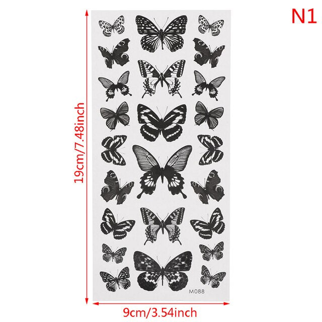 Waterproof Temporary Tattoo Sticker Red Butterfly Pattern Arm Wrist Chest Fake Tattoo Sticker Female Girl Flash Tattoo