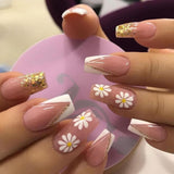 24pcs False Nail Full Cover Fake Nail Elegant Pink Gradient Glitter French Short Nails Coffin Short False Nail Press On Nails