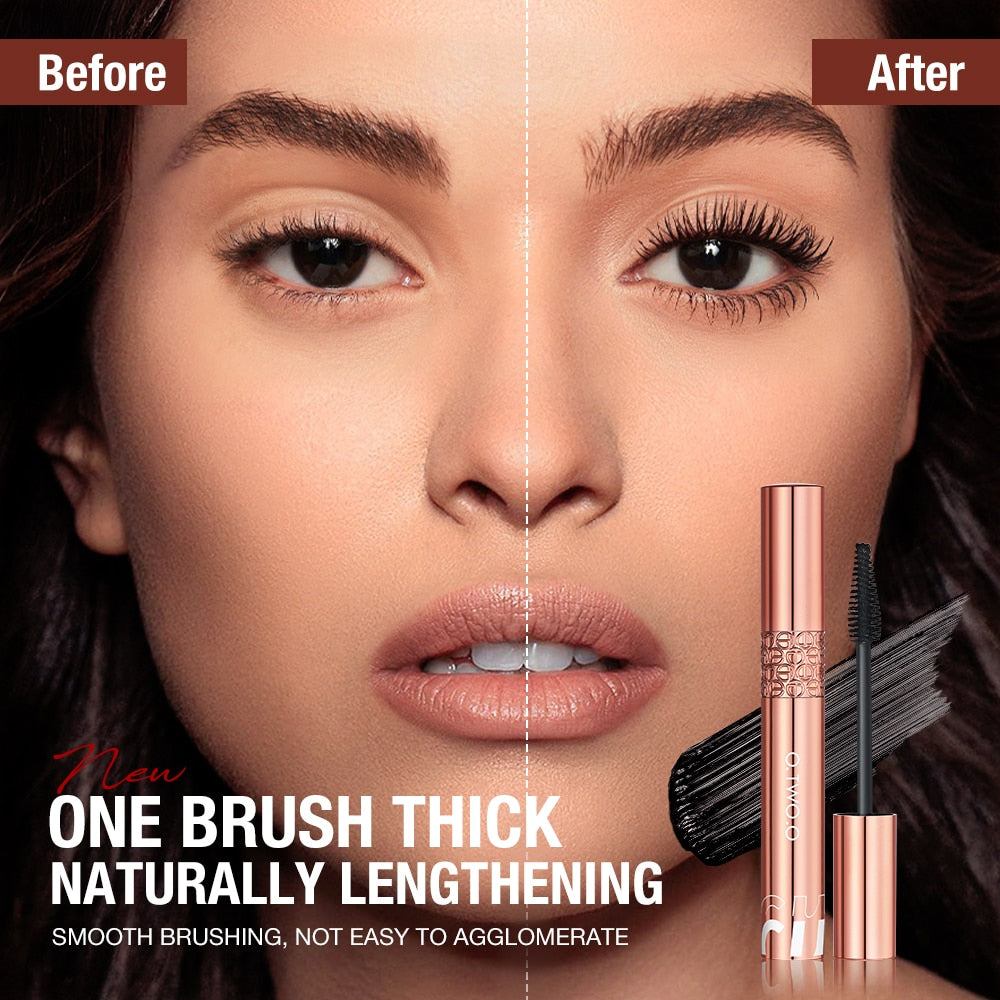 Mascara Waterproof Lengthens Eyelashes Extension Black Non-smudge Lengthening Volume 5D Silk Fiber Mascara Cosmetics