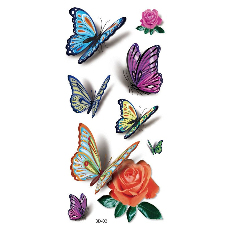 Butterfly Fake Tattoo Flash Transfer Tattoo Arm Leg Women Decal Waterproof Temporary Tattoo Sticker 1pcs