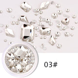 1 Box Glitter 3D Rhinestones AB Flat Back Shiny Stones Nail Art Decorations Mixed Size Nail Gems Crystal Strass Accessories