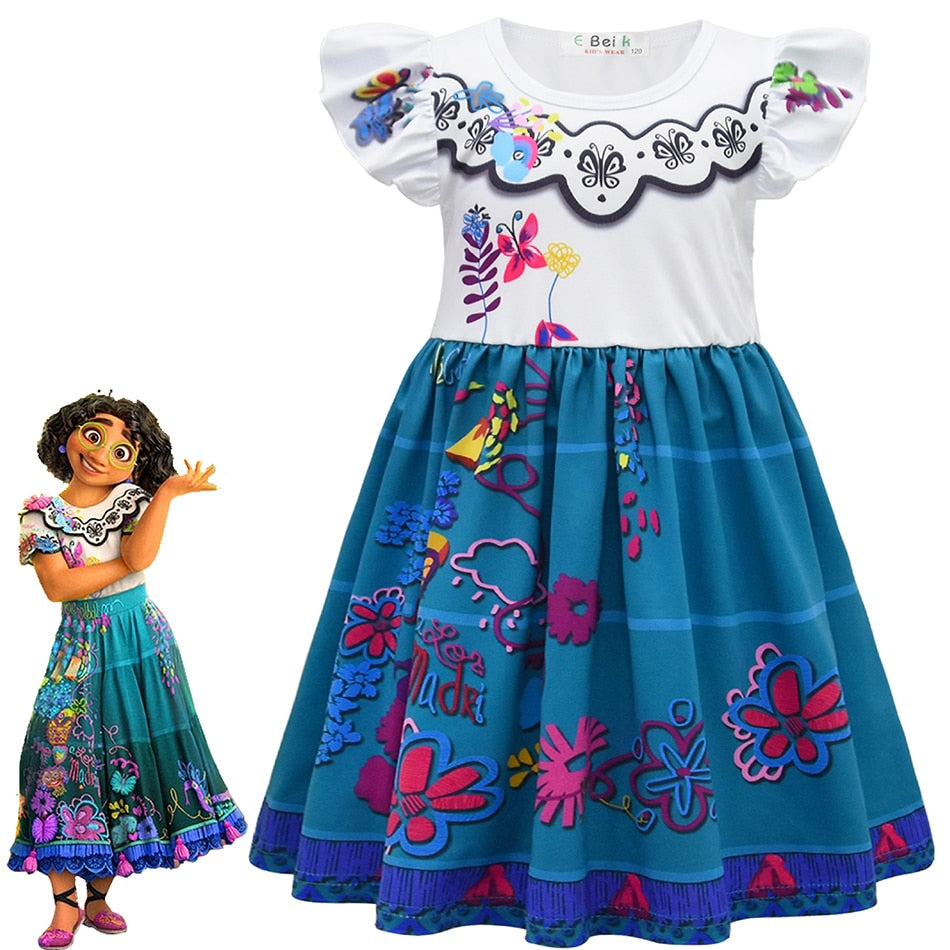 2022 Summer Girls Encanto Charm Isabela Dress Mirabel Costume Frozen Princess Elsa Anna Cinderella Kids Clothes Prom Party Dress