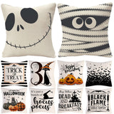 2022 New Linen Halloween Fall Cushion Cover 18Inch Trick or Treat Farmhouse Cat Witch Home Throw Pillow Covers for Couch Decor