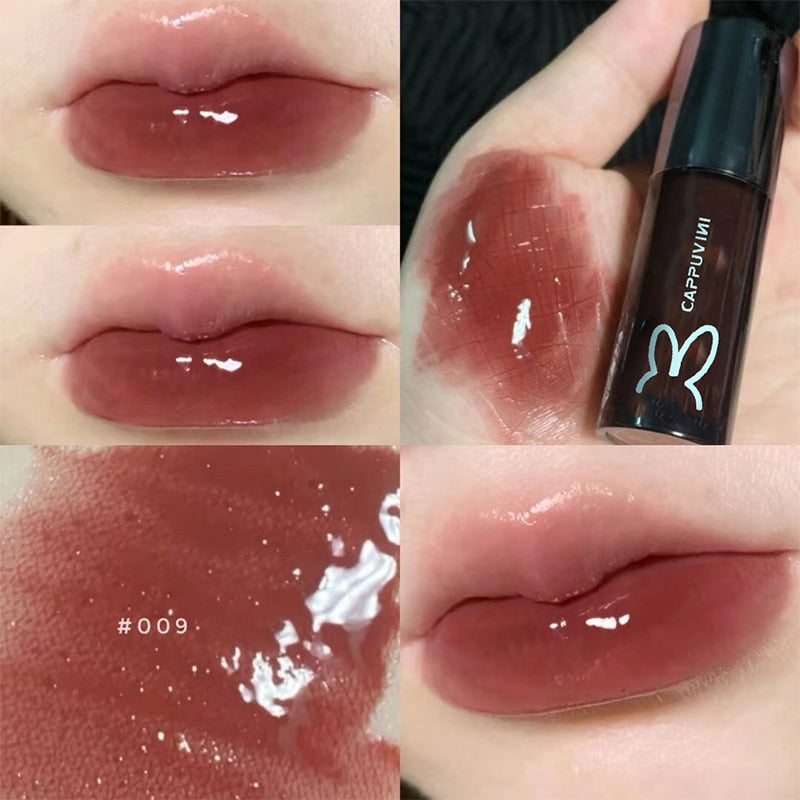 Black Tube Mirror Lip Glaze Milk Tea Color Lip Gloss Not Fade Lip Tint Lasting Moistur Cosmetic Lipstick Moisturizing Wholesale