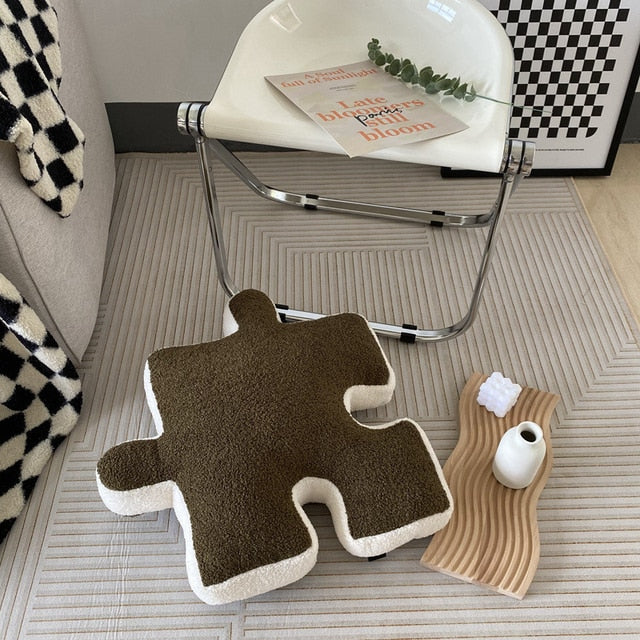 Blacket White Irregular Jigsaw Seat Cushion Chair Soft Back Cushion Home Decor Throw Pillow Comfortable Teddy Velvet Cushions