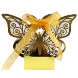 10pcs Laser Cut Hollow Chocolate Candy Box Gold Butterfly Packaging Boxes Wholesale with Ribbons Wedding Party Favors Wrapping
