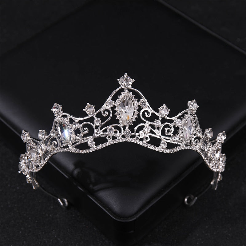 Simulated Pearls Crystal Wedding Tiaras And Crowns For Queen Princess Diadems Gold Silver Color Women Hair Jewelry Hot Sale