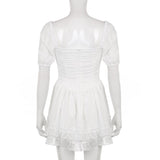 Elegant Ruffles Square Collar Dress