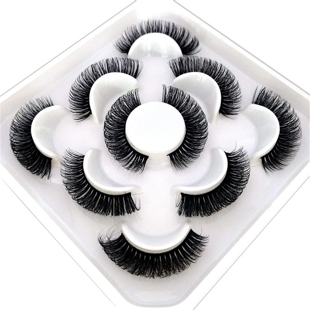 5Pairs 3D Mink False Eyelashes D Curl Fluffy Short Lashes Eyelash Extension Mix Style Handmade Cruelty-free