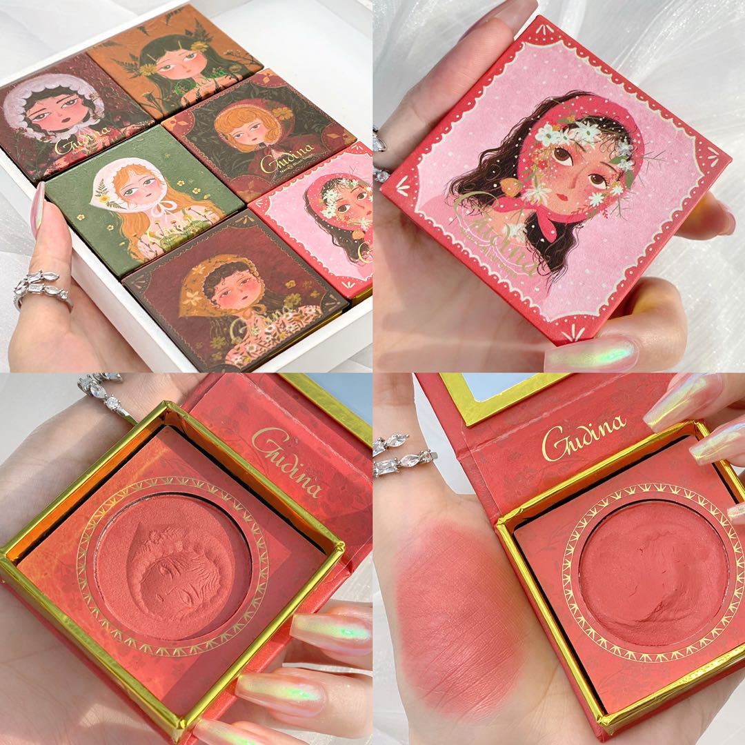 Single Color Blush Makeup Palette Mineral Powder Red Rouge Lasting Natural Cream Cheek Tint Orange Peach Pink Korean Blusher