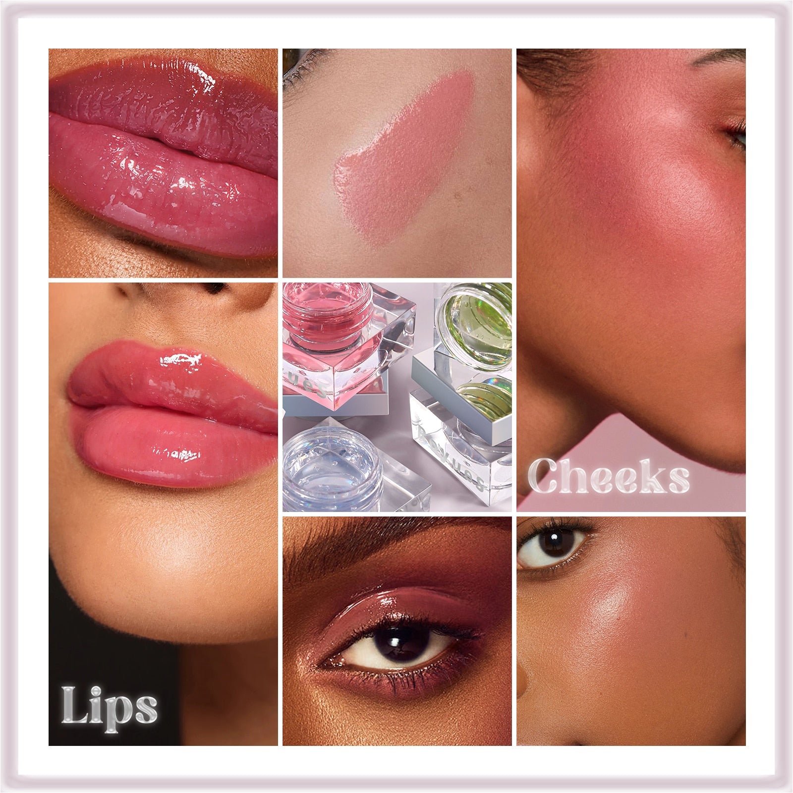 Shining Magic Lip Cheek Glassy Dual-use Balm Long-lasting Natural Blusher Lipstick Color Change Pink Soft Lip Gloss Blush Makeup