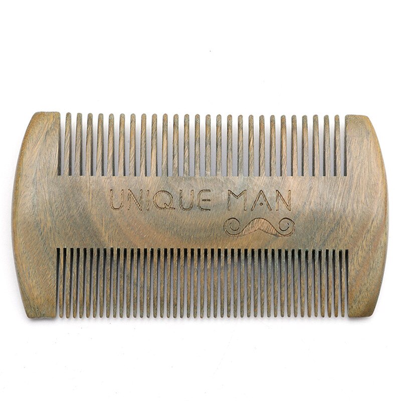 Natural Wood Hair Brush Beard Comb with PU Leather Case Anti-Static Mustache Pocket Comb Brushing Hair Care Tools for Men Gift