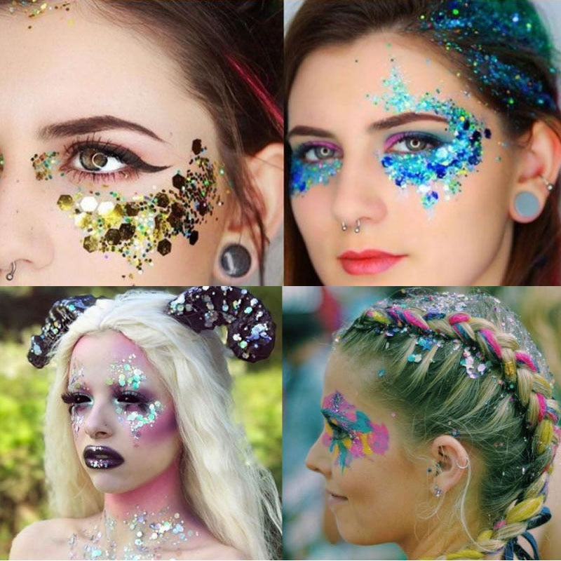 Eye Glitter Nail Hair Face Shining Sequins Shimmer Gel Body Decoration Moon Diamond Fragment Party Festival Makeup Accessories