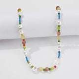 Trend Bohemian Colorful Small Beads Flower Chain Choker Necklace For Women Korean Fashion Imitation Pearl Clavicle Chain Jewelry