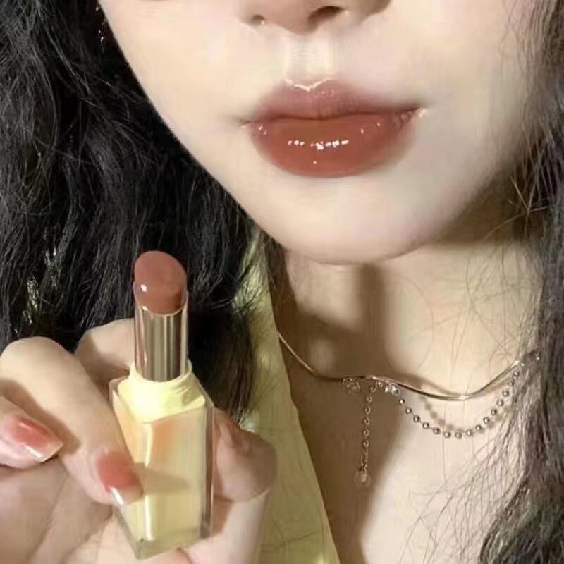 Tea Red Brown Crystal Lip Balm Jelly Lipstick Moisturizing Mirror Water Light Solid Lip Glaze Red Lip Tint Makeup Cosmetics New