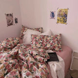 100%Cotton Bed Textile Four Piece Set Rose Vintage Idyllic Duvet Cover / Pillow Case / Bed Sheet Single/Twin/Queen Bed