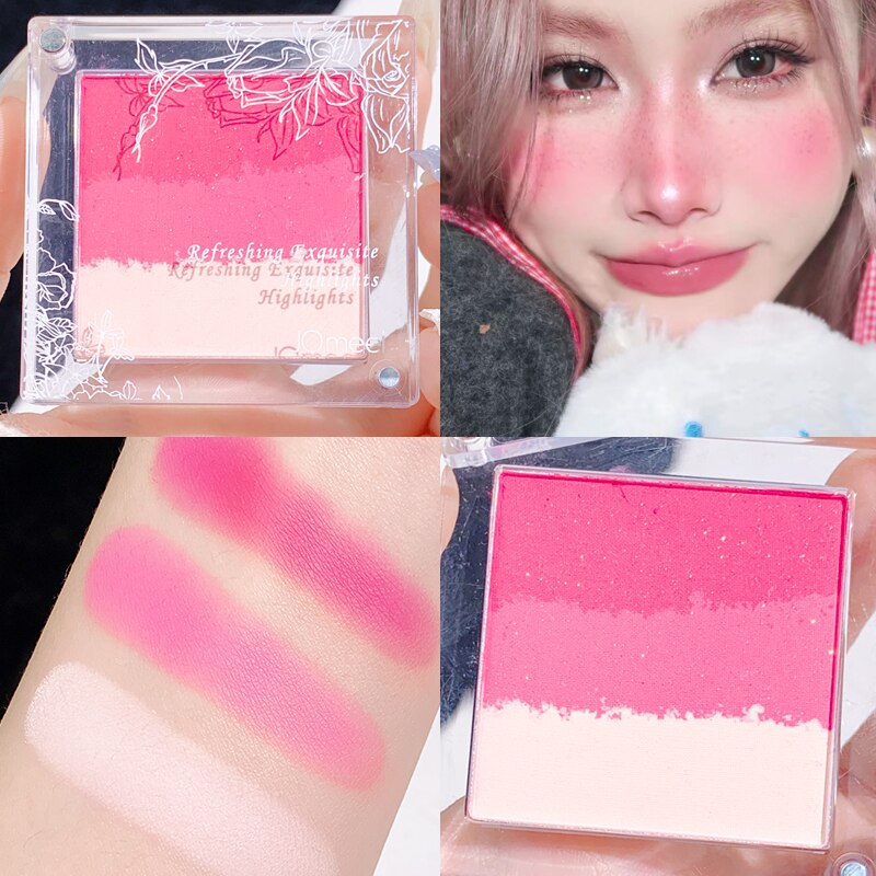 Gradient Blush Palette Soft Smooth Tint High Pigment Face Pink Shining Shadow Blusher Makeup Matte Cheek Contour Blush Powder