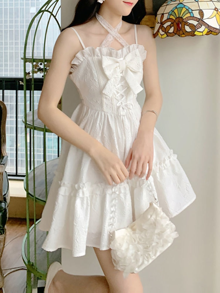 Summer White Lolita Mini Dress