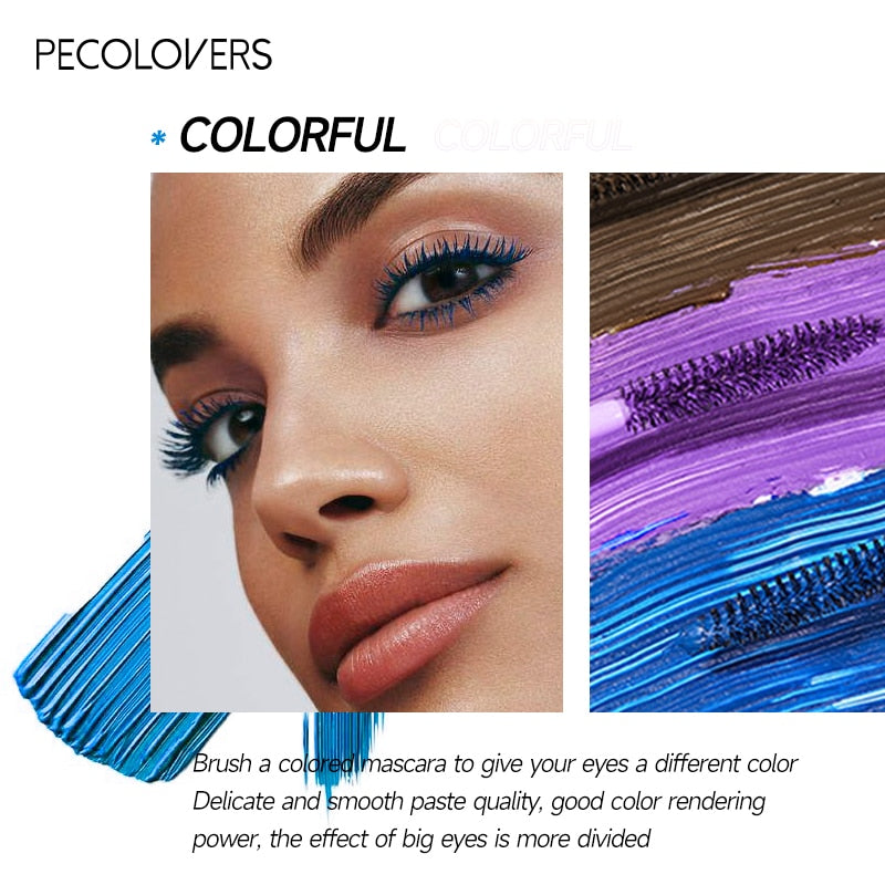 5 Colors 4d Silk Fiber Mascara Waterproof Cosmetic Dry Fiber Mascara Extra Volume Black Blue Brown Purple Green Mascara Makeup