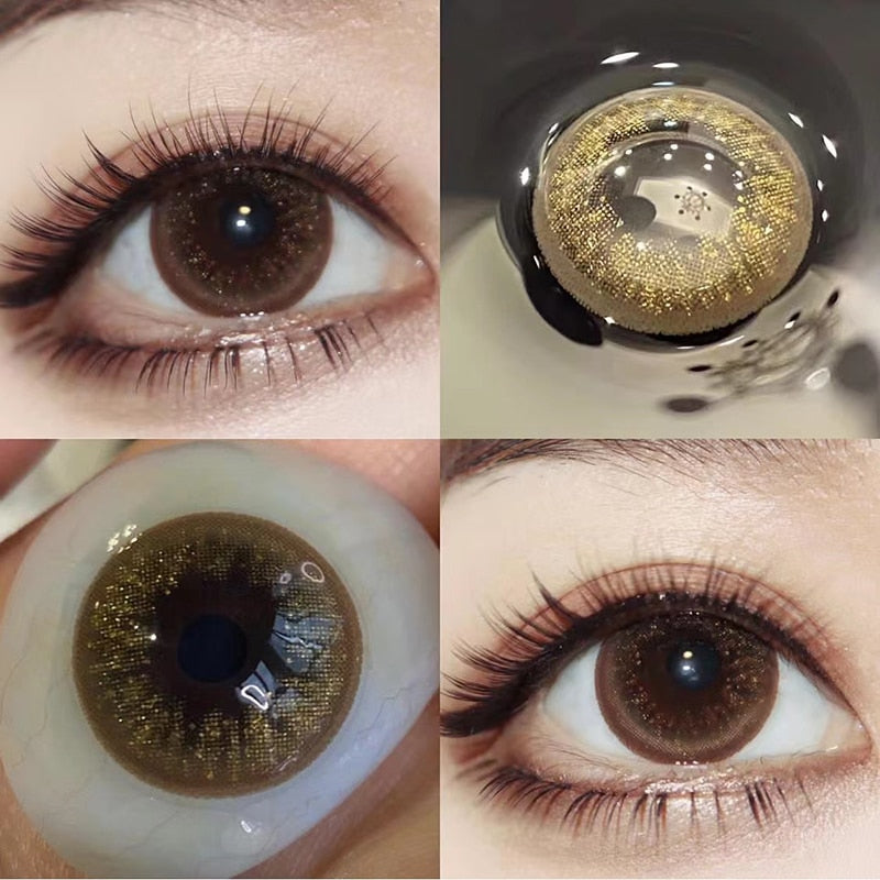 2pcs Brown Colored Beautiful Pupil Contact Lenses Cosmetic for Eyes With Diopter Natural Prescription Large Diameter New